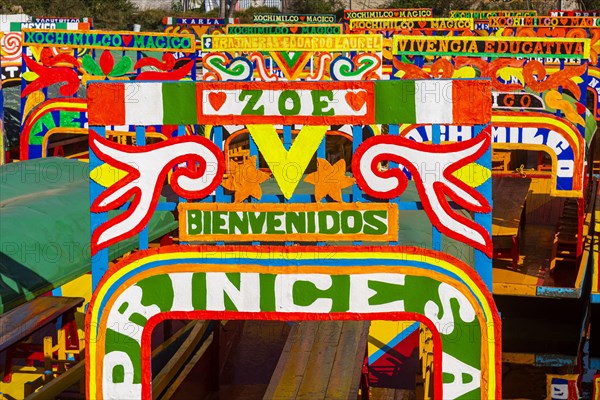 Colourful boats on the aztec canal system