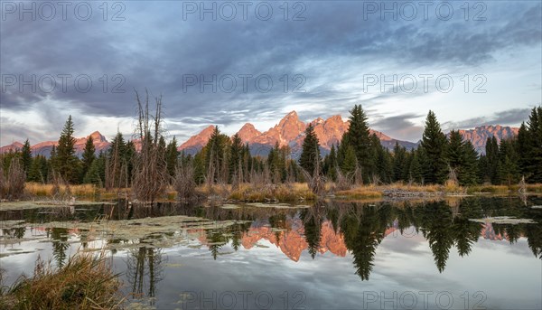 Mountain peaks at dawn