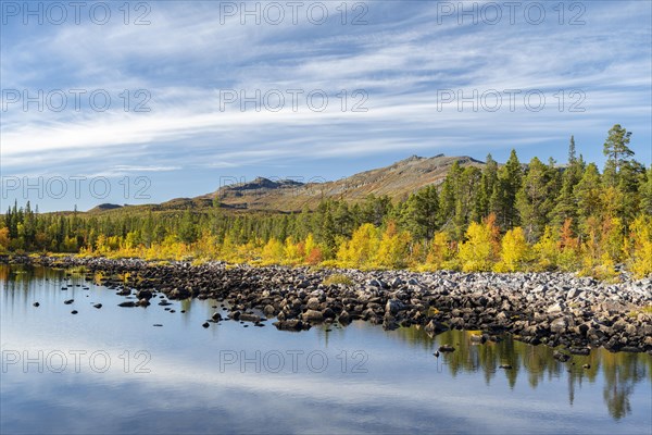 Reflection of an autumnal fell landscape