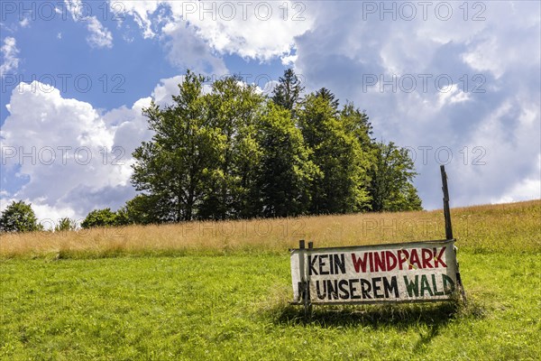 Poster with inscription 'No wind farm in our forest'