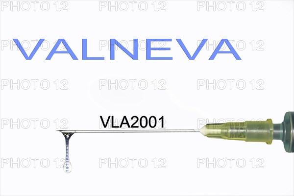 Hypodermic needle filled with inactivated vaccine from the company Valneva