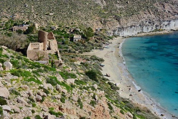 San Pedro nudist beach with castle