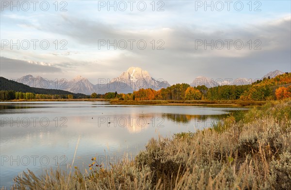 Mount Moran reflected in Snake River