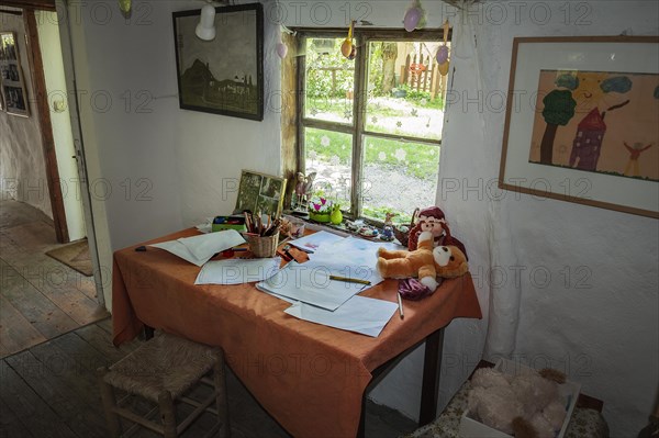 Painting table for children in the museum near the East-West Peace Church