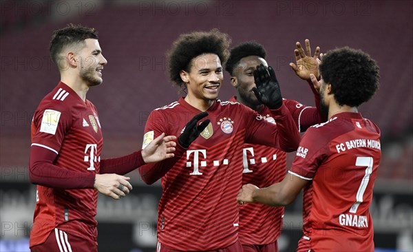 Goal celebration Serge Gnabry FC Bayern Munich FCB 07 Goal celebration with Leroy Sane FC Bayern Munich FCB 10