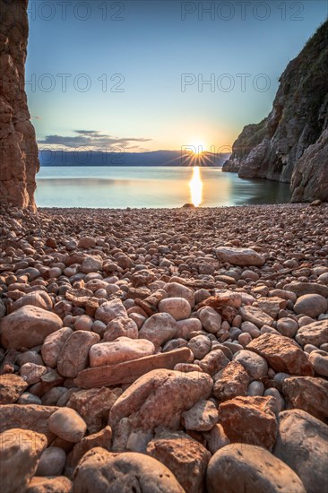 Beach of stones by the sea
