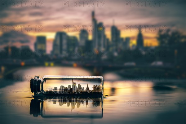 Frankfurt skyline in a small bottle
