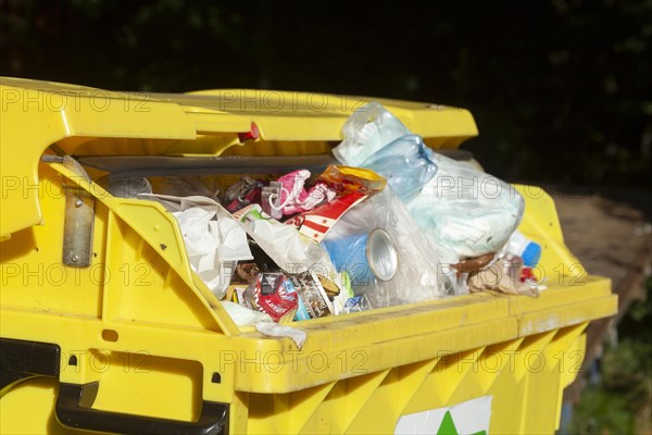 Yellow bin for plastic waste