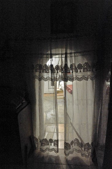 Curtain at the entrance to the cave house
