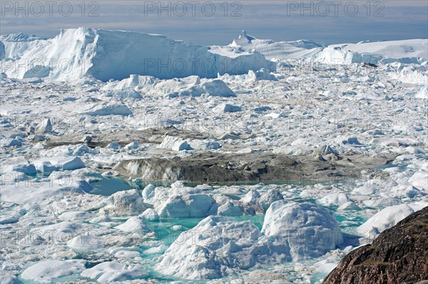 View over the wide ice fjord