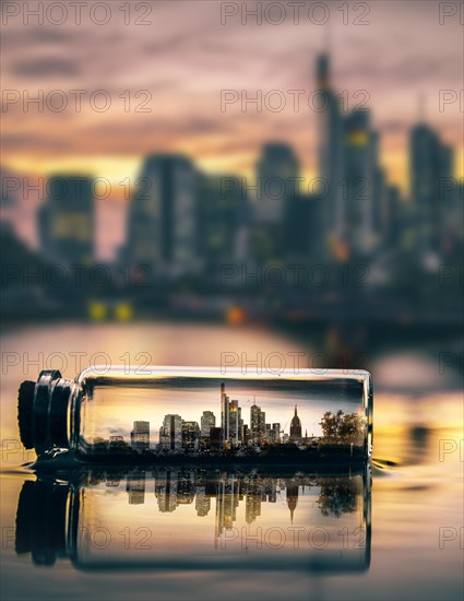 Frankfurt skyline in a small bottle