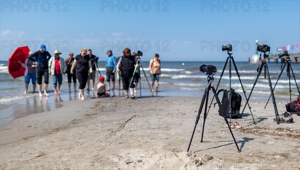Photo workshop for amateur photographers on the beach of the Baltic Sea