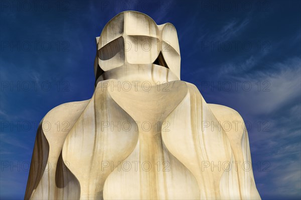 Sculptural ventilation shafts on the Casa Mila or La Pedrera by Antoni Gaudi
