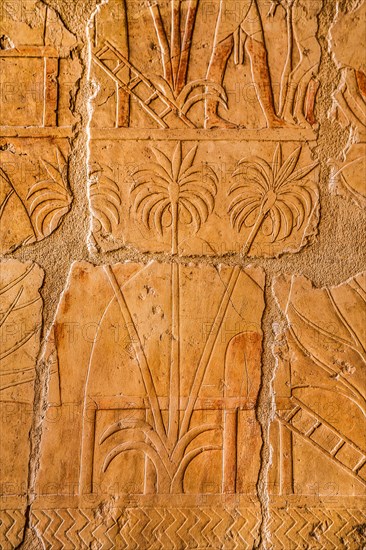 Relief detail of a traditional pile-dwelling hut in Punt