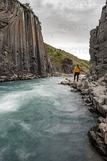 Tourist at Stuolagil Canyon