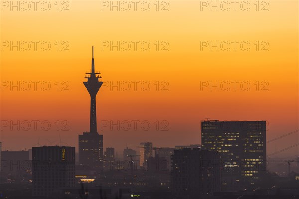 Duesseldorf skyline at sunset