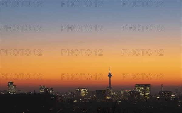 Duesseldorf skyline at sunset