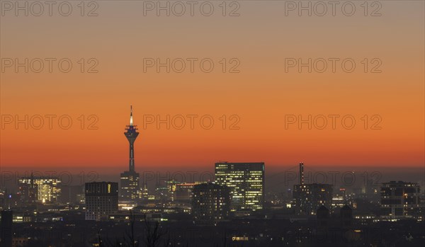Duesseldorf skyline at sunset