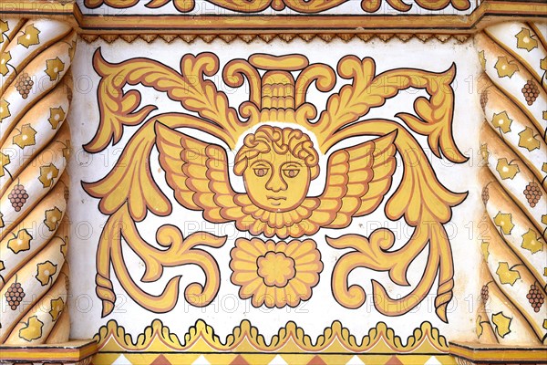 Detaooe of the painted front of the Catedral Inmaculada