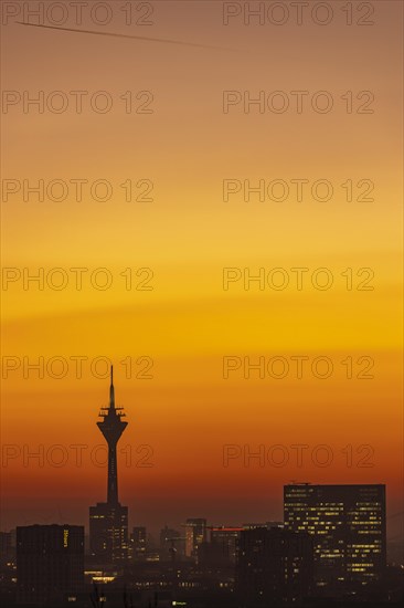 Duesseldorf skyline at sunset