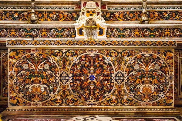 Baroque chapel with 18th century marble mosaics and statues San Cataldo Cathedral