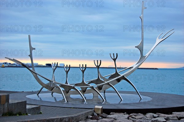 Sculpture of a Viking ship on the Atlandtik shore