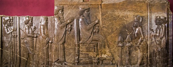 Throne relief (treasury relief) of Darius I the Great Persepolis (Pars)