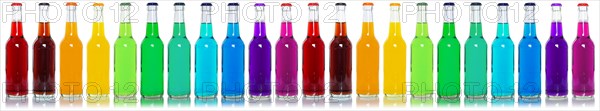Bottles with colourful drinks