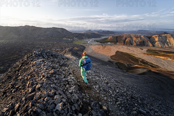 Hiker on the Laugavegur trekking trail