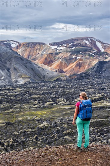 Hiker on the Laugavegur trekking trail
