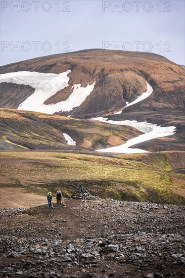 Hikers on the Laugavegur trekking trail