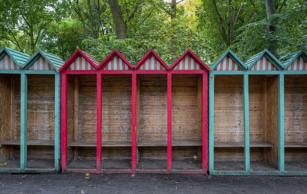 Wooden cabins at the New Lake in the Tiergarten