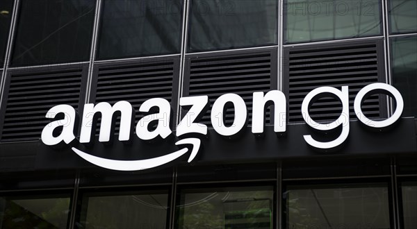 Amazon go lettering on a building facade