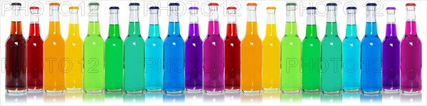 Bottles with colourful drinks