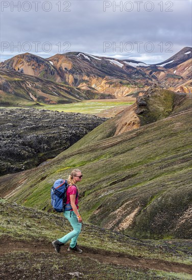 Hiker on the Laugavegur trekking trail
