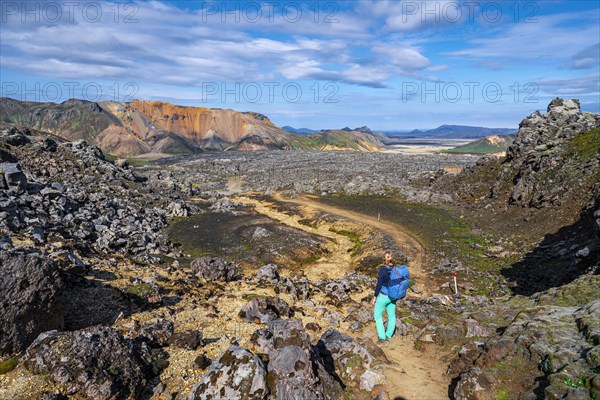 Hiker on the Laugavegur trekking trail