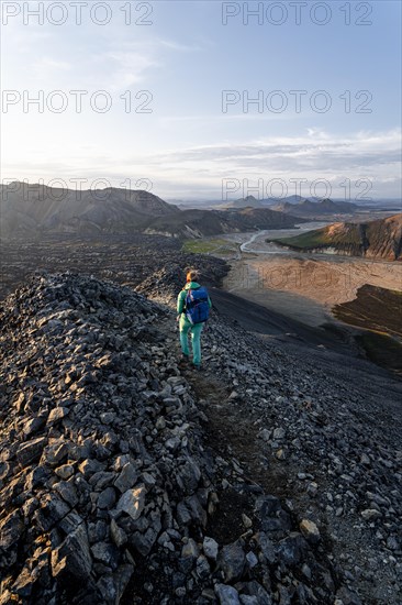 Hiker on the Laugavegur trekking trail