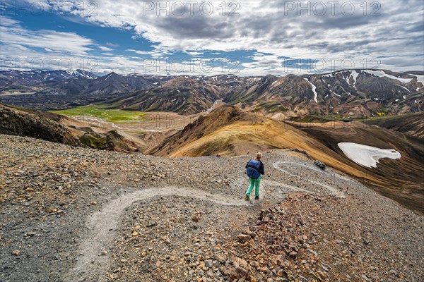 Hiker on the Laugavegur trekking trail