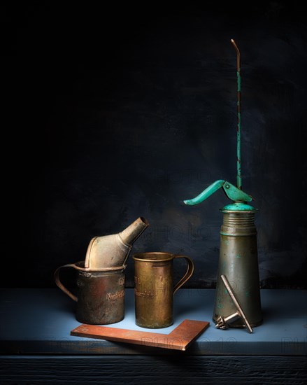 Still life with old oil can