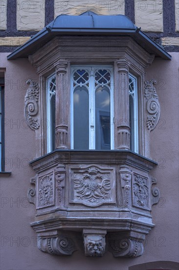 Historic oriel on Obere Woerthstrasse