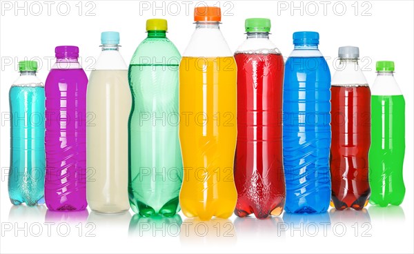 Bottles with colourful drinks