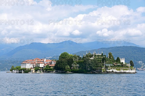 Isola Bella island in Lake Maggiore with Palazzo Borromeo and the botanical garden