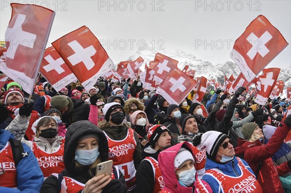 Swiss fans with flags
