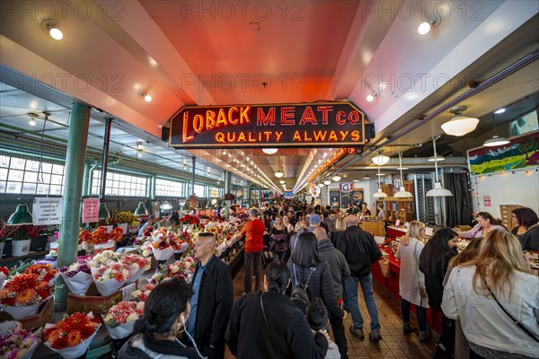 People in a market hall