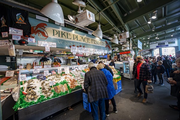 People in a market hall