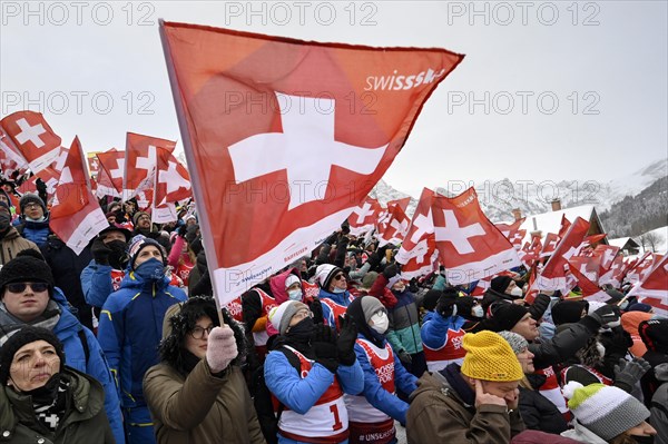 Swiss fans with flags