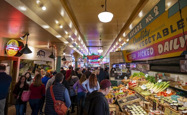 People in a market hall