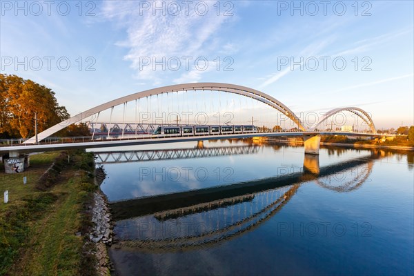 Beatus Rhenanus Bridge for tramway over river Rhine in Strasbourg