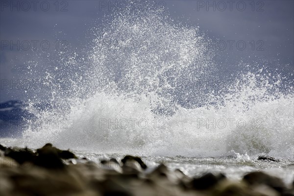 Storm Lolita raging on the stony shore in Hagnau