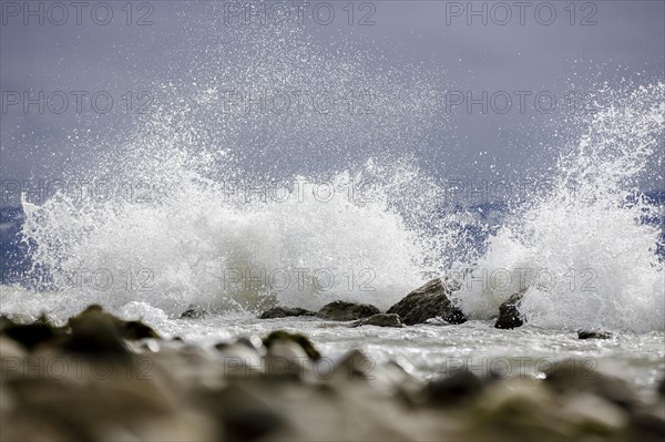 Storm Lolita raging on the stony shore in Hagnau